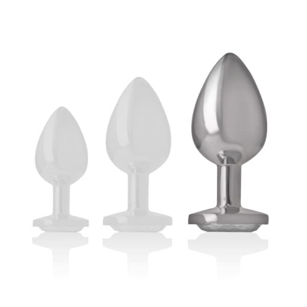 INTENSE - ALUMINUM METAL ANAL PLUG WITH SILVER CRYSTAL SIZE L 6